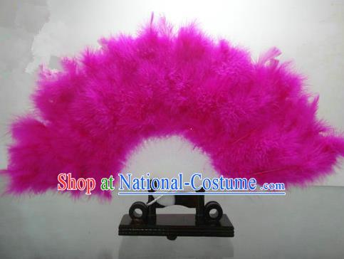 Traditional Chinese Folk Dance Fan, Chinese Classical Dance Pink Feather Fans for Women