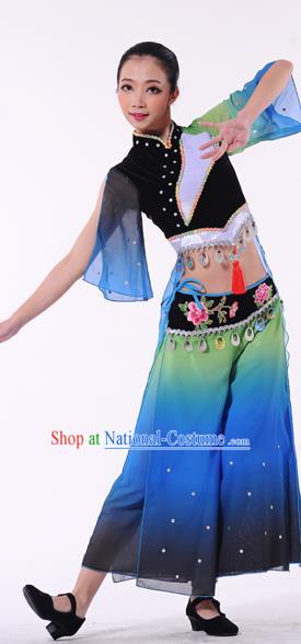 Traditional Chinese Classical Dance Yangge Fan Dance Costume, Folk Dance Uniform Yangko Clothing for Women