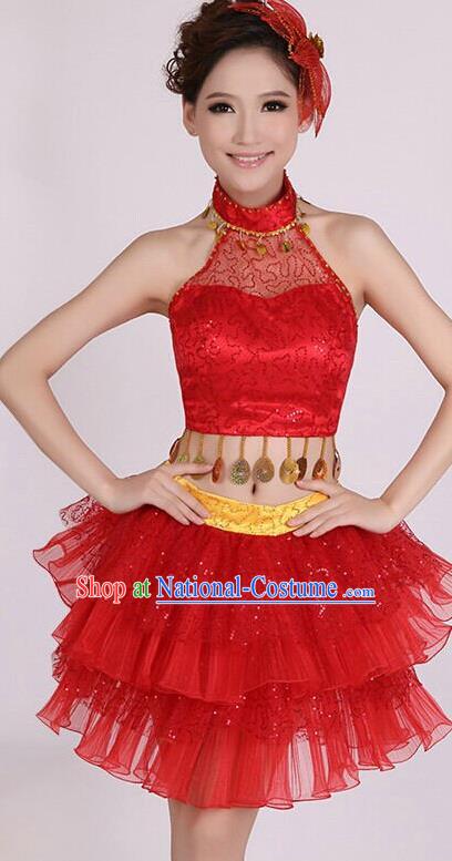 Traditional Chinese Yangge Fan Dancing Costume and Accessories