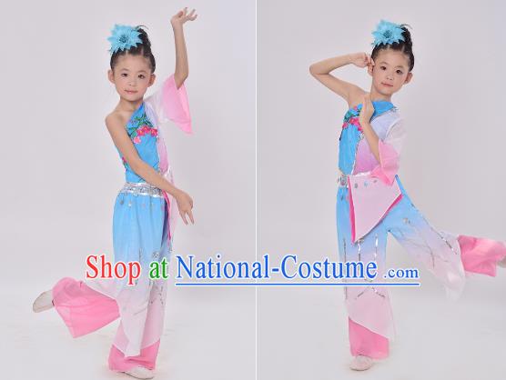 Traditional Chinese Yangge Fan Dancing Costume and Accessories