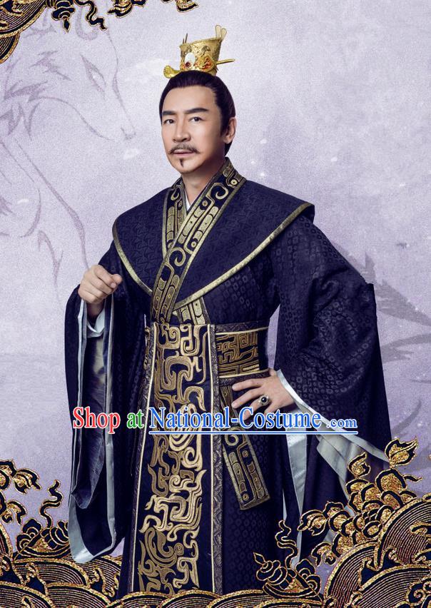 Traditional Chinese Song Dynasty Master Costume and Handmade Headpiece Complete Set, China Ancient Minister Nobility Lord Clothing for Men