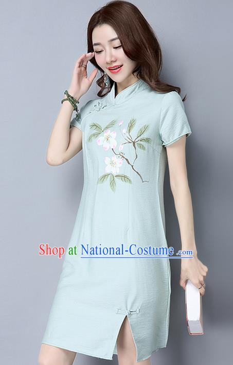 Traditional Ancient Chinese Young Women Cheongsam Dress Republic of China Tangsuit Stand Collar Blouse Dress Tang Suit Clothing for Women