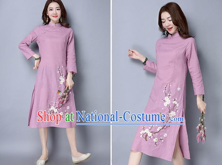 Traditional Ancient Chinese Young Women Cheongsam Dress Republic of China Tangsuit Stand Collar Blouse Dress Tang Suit Clothing for Women