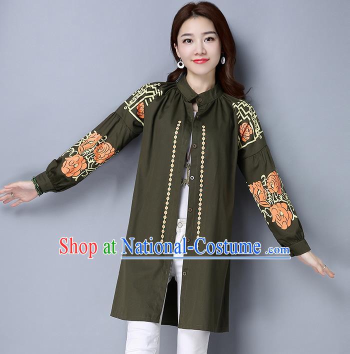 Traditional Chinese National Costume, Elegant Hanfu Dipdye Green Shirt, China Tang Suit Republic of China Chirpaur Blouse Cheong-sam Upper Outer Garment Qipao Shirts Clothing for Women