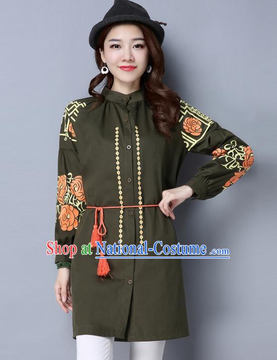 Traditional Ancient Chinese Young Women Cheongsam Dress Republic of China Tangsuit Stand Collar Blouse Dress Tang Suit Clothing for Women