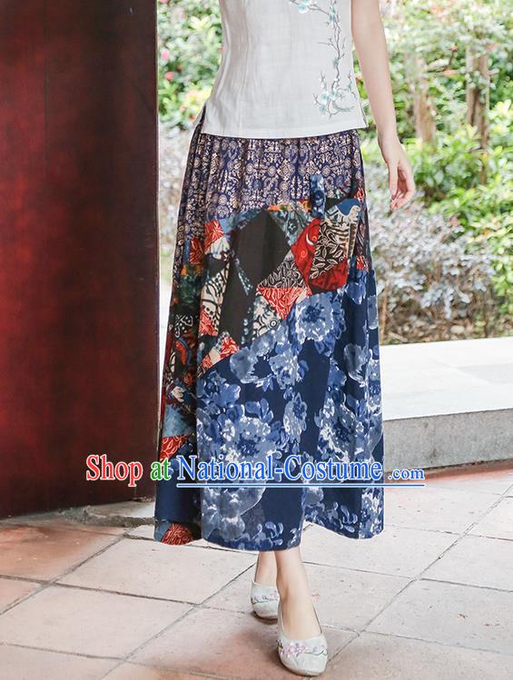 Traditional Ancient Chinese National Pleated Skirt Costume, Elegant Hanfu Long Skirt, China Ethnic Minorities Tang Suit Bust Skirt for Women