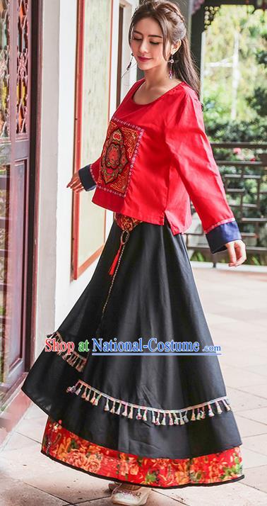 Traditional Ancient Chinese Young Women Cheongsam Dress Republic of China Tangsuit Stand Collar Blouse Dress Tang Suit Clothing for Women