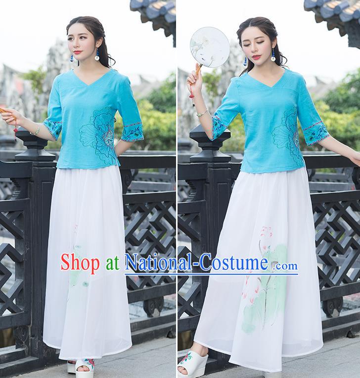 Traditional Ancient Chinese Young Women Cheongsam Dress Republic of China Tangsuit Stand Collar Blouse Dress Tang Suit Clothing for Women