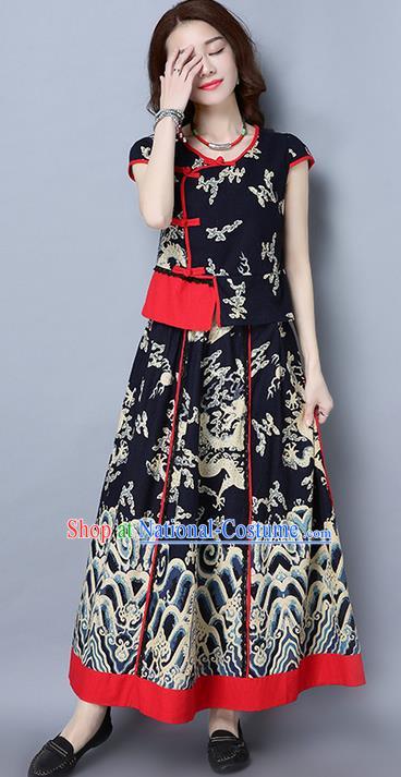 Traditional Ancient Chinese Young Women Cheongsam Dress Republic of China Tangsuit Stand Collar Blouse Dress Tang Suit Clothing for Women