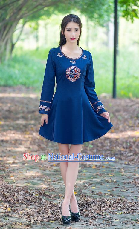 Traditional Ancient Chinese Young Women Cheongsam Dress Republic of China Tangsuit Stand Collar Blouse Dress Tang Suit Clothing for Women