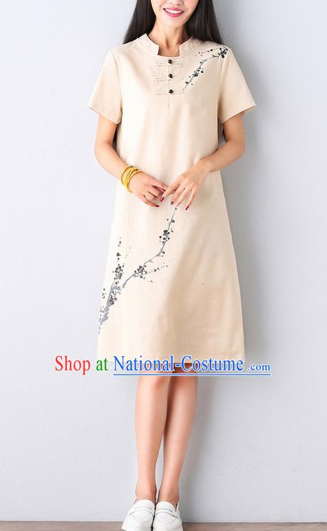 Traditional Ancient Chinese Young Women Cheongsam Dress Republic of China Tangsuit Stand Collar Blouse Dress Tang Suit Clothing for Women