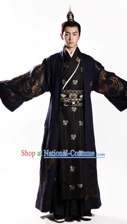 Traditional Chinese Ancient Nobility Childe Costumes, Chinese Ancient Teleplay Above The Clouds Role Swordsmen Robe, Roayl Prince Embroidery Hanfu Clothing for Men