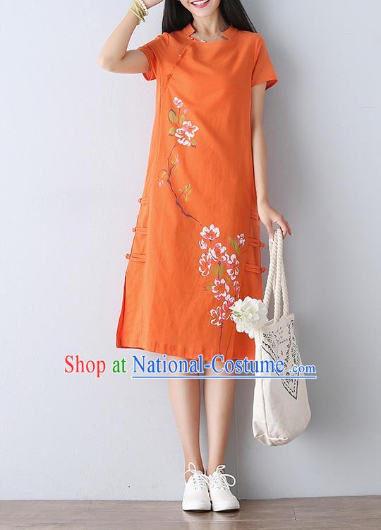 Traditional Ancient Chinese Young Women Cheongsam Dress Republic of China Tangsuit Stand Collar Blouse Dress Tang Suit Clothing for Women