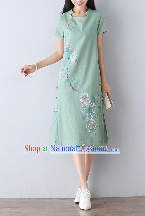 Traditional Ancient Chinese Young Women Cheongsam Dress Republic of China Tangsuit Stand Collar Blouse Dress Tang Suit Clothing for Women