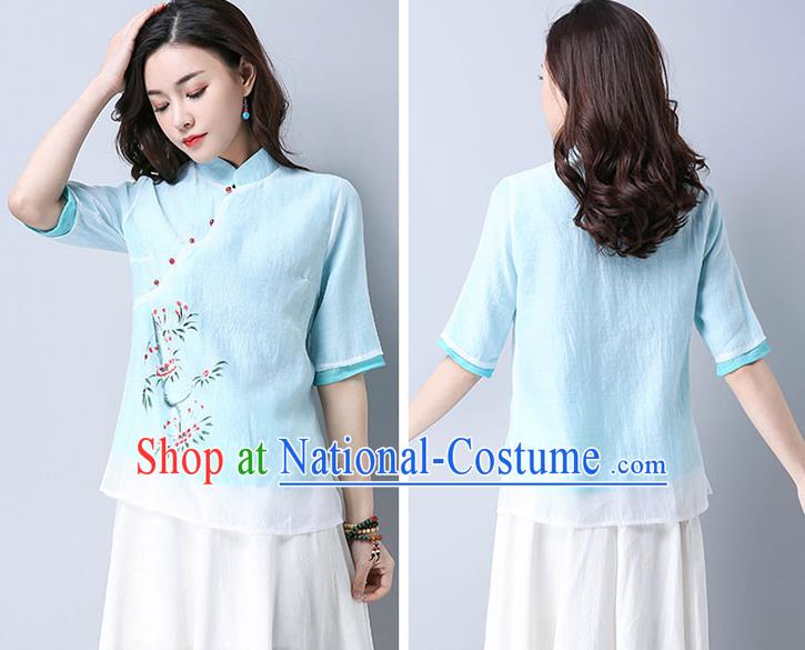 Traditional Ancient Chinese Young Women Cheongsam Dress Republic of China Tangsuit Stand Collar Blouse Dress Tang Suit Clothing for Women