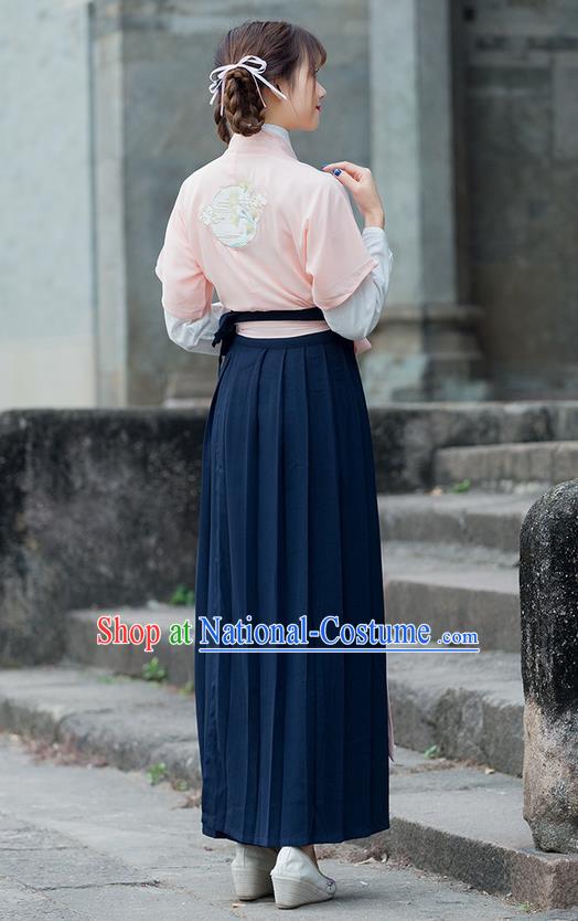 Traditional Ancient Chinese Costume, Elegant Hanfu Clothing Embroidered Slant Opening Blouse Cardigan and Dress, China Song Dynasty Princess Elegant Blouse and Skirt Complete Set for Women