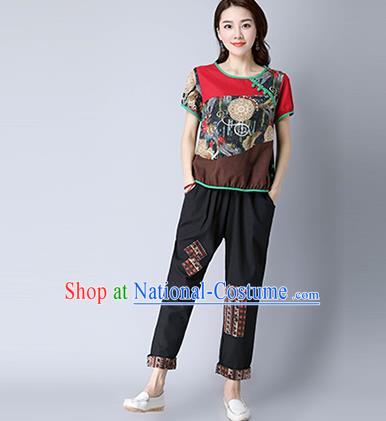 Traditional Chinese National Costume Plus Fours, Elegant Hanfu Embroidered Black Bloomers, China Ethnic Minorities Tang Suit Pantalettes for Women