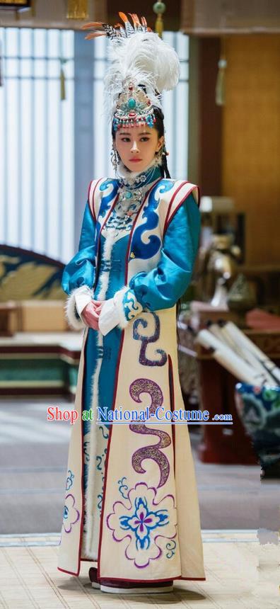 Traditional Ancient Chinese Elegant Aristocratic Female Dance Costume, Chinese Northern Dynasty National Minority Palace Young Lady Dress, Cosplay Chinese Television Drama Alegend of Pringess Lanling Princess Hanfu Trailing Embroidery Clothing for Women