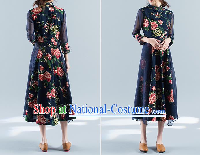 Traditional Ancient Chinese Young Women Cheongsam Dress Republic of China Tangsuit Stand Collar Blouse Dress Tang Suit Clothing for Women