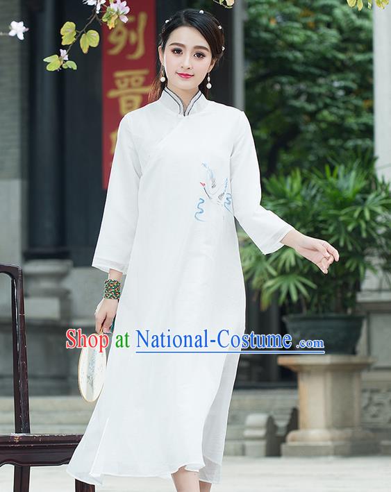 Traditional Ancient Chinese Young Women Cheongsam Dress Republic of China Tangsuit Stand Collar Blouse Dress Tang Suit Clothing for Women