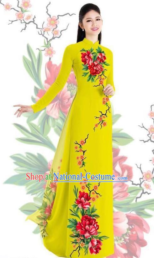 Top Grade Asian Vietnamese Traditional Dress, Vietnam Bride Ao Dai Dress, Princess Wedding Printing Two-piece Dress Cheongsam Clothing for Women