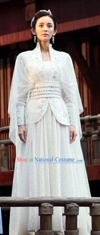 Chinese Ancient Tang Dynasty Peri Princess Costume and Headwear, Fighter of the Destiny Traditional Chinese Ancient Saintess Clothing Complete Set