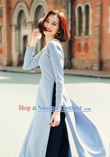 Top Grade Asian Vietnamese Traditional Dress, Vietnam National Farmwife Ao Dai Dress, Vietnam Ao Dai Cheongsam Dress Clothing for Woman