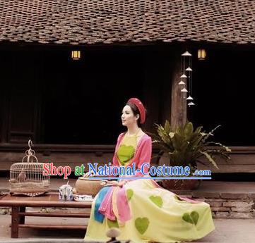 Traditional Top Grade Asian Vietnamese Dress, Vietnam National Female Handmade Ao Dai Dress Bride Wedding Printing Cheongsam Clothing