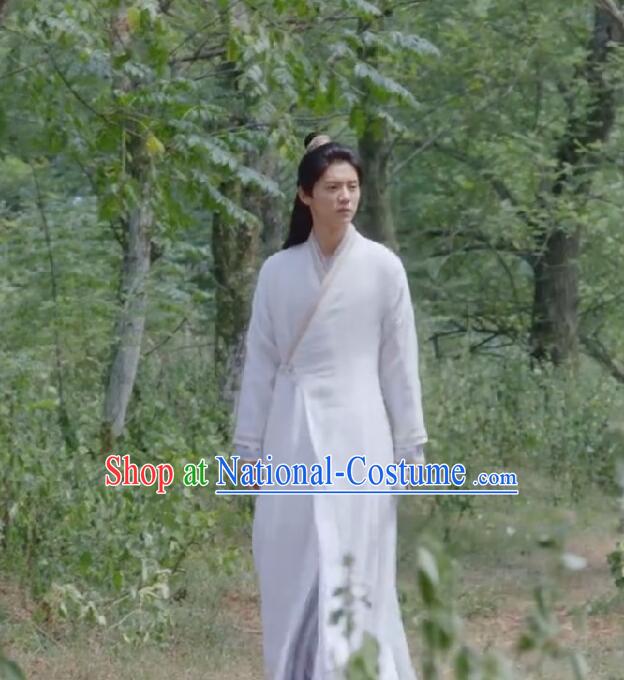 Chinese Ancient Tang Dynasty Taoist Priest Costume and Headwear, Fighter of the Destiny Traditional Chinese Ancient Taoism Swordsman Clothing Complete Set for Men