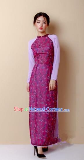 Traditional Top Grade Asian Vietnamese Costumes Dance Dress, Vietnam National Women Ao Dai Dress Rose Cheongsam Clothing