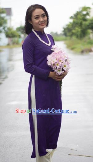 Traditional Top Grade Asian Vietnamese Costumes Dance Dress, Vietnam National Women Ao Dai Dress Purple Cheongsam Clothing