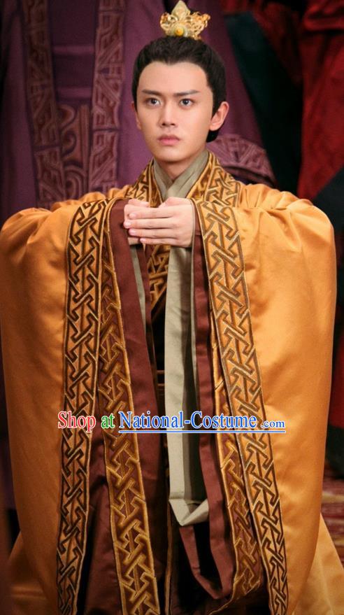 Traditional Chinese Ancient Prince Costumes and Handmade Headwear Complete Set, The Glory of Tang Dynasty Nobility Infante Clothing for Men