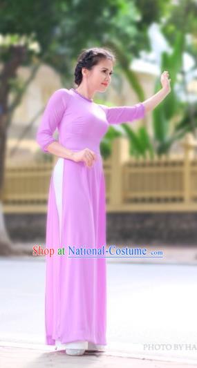 Traditional Top Grade Asian Vietnamese Costumes Classical Pink Cheongsam, Vietnam National Bride Ao Dai Dress for Women