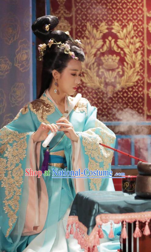 Traditional Chinese Ancient Warring States Time Imperial Concubine Embroidered Costume, China Television Song of Phoenix Imperial Consort Hanfu Dance Clothing and Headwear Complete Set