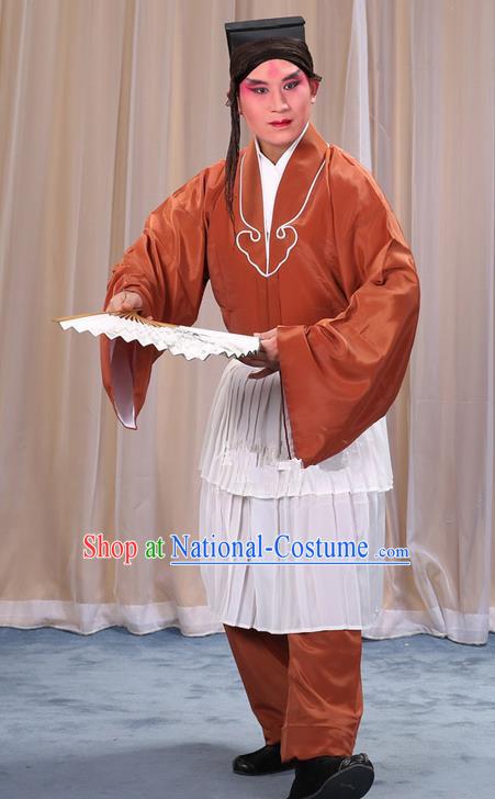 Traditional Chinese Beijing Opera Clown Bronze Clothing and Shoes Headwear Complete Set, China Peking Opera Miscellaneous Affairs Costume Opera Wu Dalang Costumes