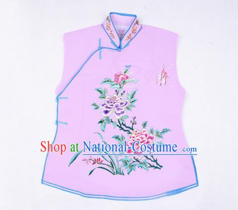 Traditional Chinese Beijing Opera Servant Girl Light Purple Vests, China Peking Opera Young Lady Costume Embroidered Opera Waistcoat Costumes