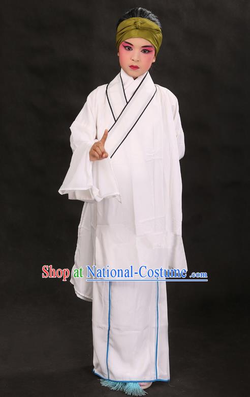 Traditional Chinese Beijing Opera Old Female White Clothing and Shoes Complete Set, China Peking Opera Children Pantaloon Costume Embroidered Clothing Opera Costumes for Kids