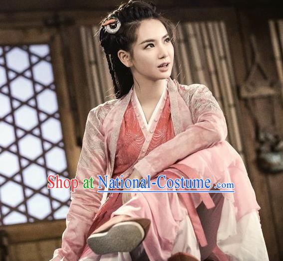 Traditional Chinese Ancient Ming Dynasty Landlady Costumes and Handmade Headpiece Complete Set, New Dragon Gate Inn Female Boss Jin Xiangyu Hanfu Clothing