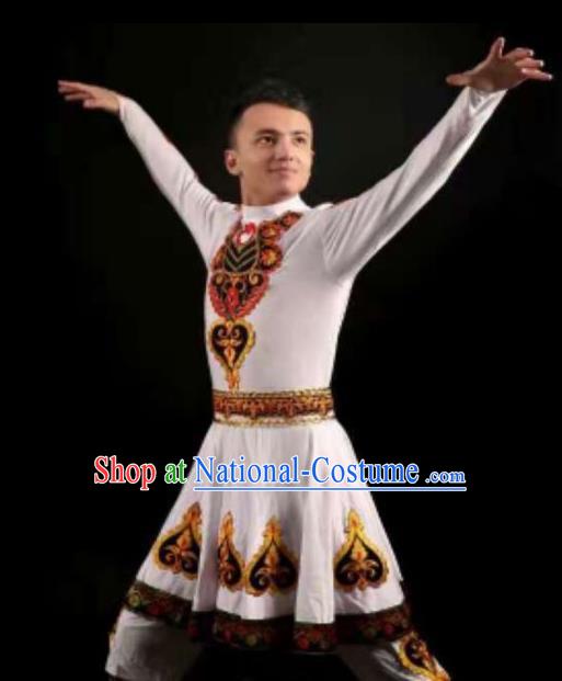 Traditional Chinese Kazak Nationality Dancing Costume, Folk Dance Ethnic Clothing, Chinese Hazak Minority Nationality Dance Cloth for Men