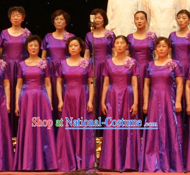 Top Grade Compere Professional Compere Costume, Chorus Formal Dress Modern Dance Purple Long Dress for Women