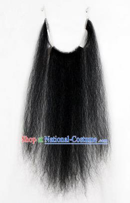 Chinese Ancient Opera Old Men Long Wig Beard, Traditional Chinese Beijing Opera Props Laosheng-role Black Mustache