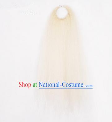 Chinese Ancient Opera Old Men White Long Wig Beard, Traditional Chinese Beijing Opera Props Laosheng-role Mustache