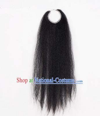 Chinese Ancient Opera Old Men Black Long Wig Beard, Traditional Chinese Beijing Opera Props Laosheng-role Mustache