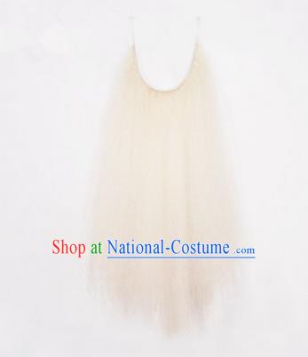 Chinese Ancient Opera Old Men White Long Wig Beard, Traditional Chinese Beijing Opera Props Laosheng-role Mustache False Beard