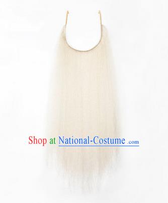 Chinese Ancient Opera Old Men White Long Wig Beard, Traditional Chinese Beijing Opera Props False Beard Laosheng-role Mustache