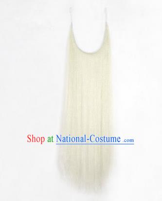 Chinese Ancient Opera Old Men White Long Wig Beard Whiskers, Traditional Chinese Beijing Opera Props Laosheng-role Mustache