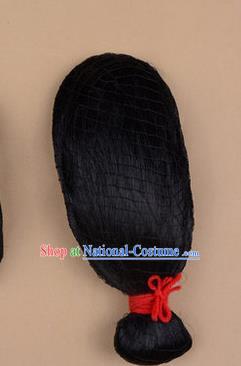 Chinese Ancient Opera Long Wigs, Traditional Chinese Beijing Opera Old Women Props Hair Chignon