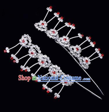 Chinese Ancient Peking Opera Hair Accessories Young Lady Headwear, Traditional Chinese Beijing Opera Head Ornaments Hua Tan Plum Blossom Crystal Hairpins