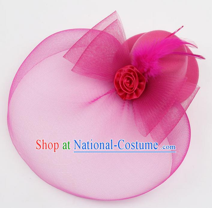 Top Modern Dance Hair Accessories, Female Rose Veil Top Hat Ornament Headband for Women