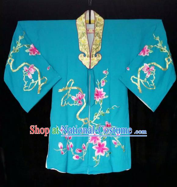 Traditional Chinese Peking Opera Costumes, China Beijing Opera High-grade Embroidered Flower Wearing Ming Dynasty Green Robe for Women